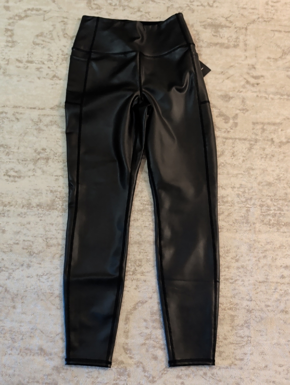 Skechers Black Faux Leather Ankle Leggings